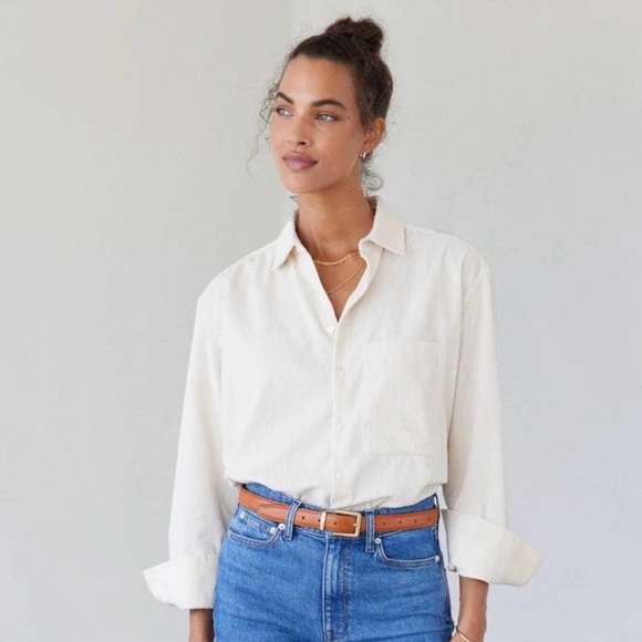 AYR size L ivory Deep End Cordoroy shirt. Super soft. Layer with texture. - Picture 2 of 10